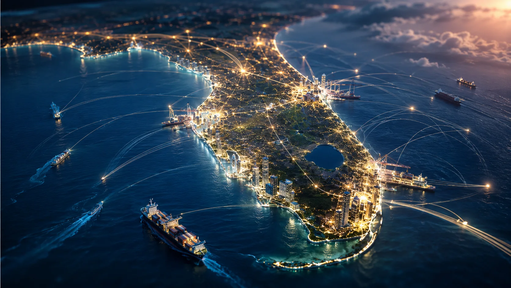 Florida commercial network illustrating multiple forms of economic activity and business presence across the state.